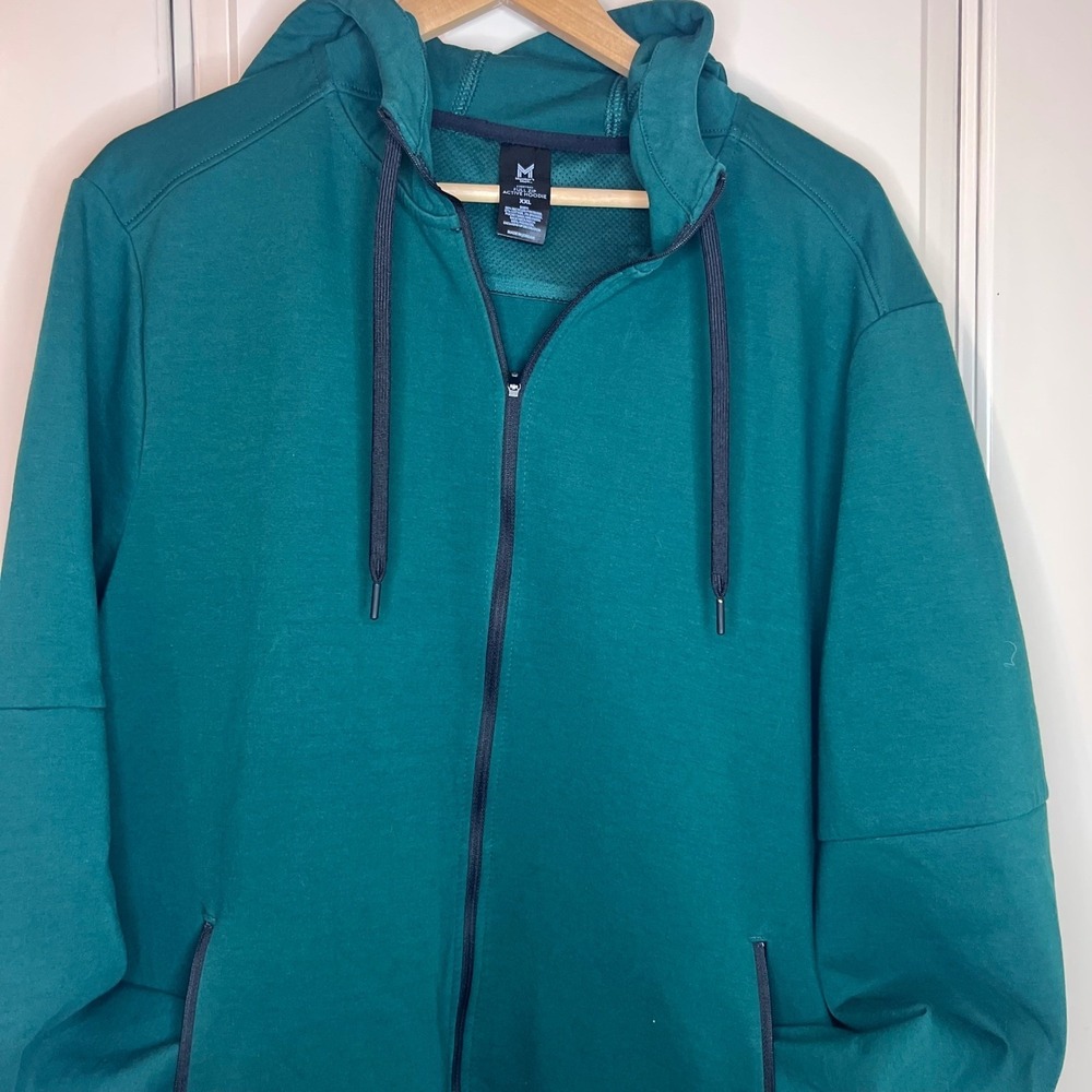 Members Mark Mens XXL Everyday Full Zip Active Hoodie Teal Green Recycled Blend